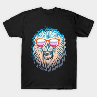 Retro 1980s Lion With Sunglasses T-Shirt